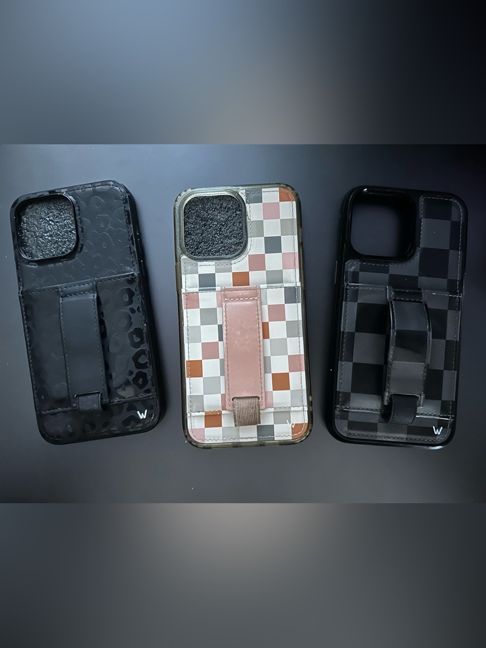 Leopard print, Neutral and Black check iPhone 14 Pro Max Walli cases.